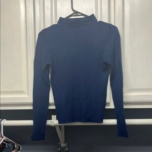 Navy Blue Ribbed Turtleneck Sweater